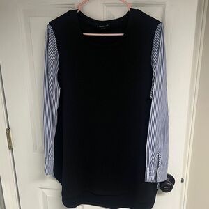 Lane Bryant Black Tunic with Blue Striped Sleeves